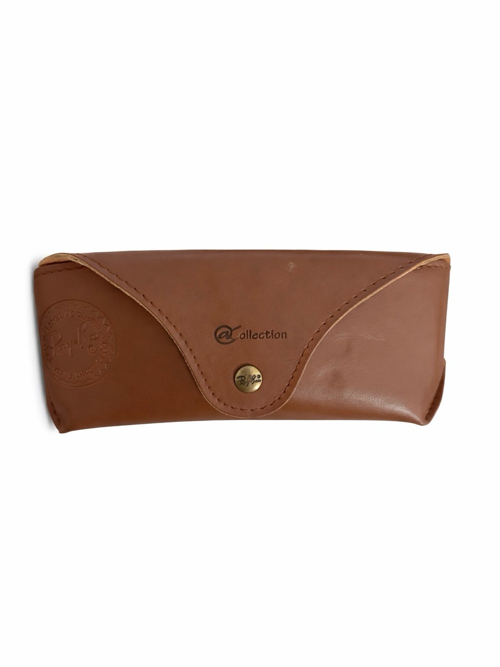 Ray-Ban Brown Leather Toiletry / Eyewear Case with Snap Closure